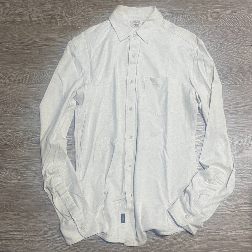 Faherty Supima Knit Button Down Shirt - Natural